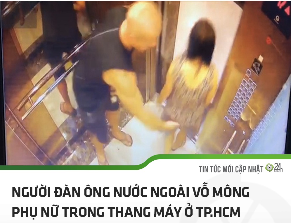 Người đàn ông nươ’c ngoa`i vô~ mô^ng phu. nư~ trong thang máy yêu cầu giải quyết bă`ng nắm đâ’m